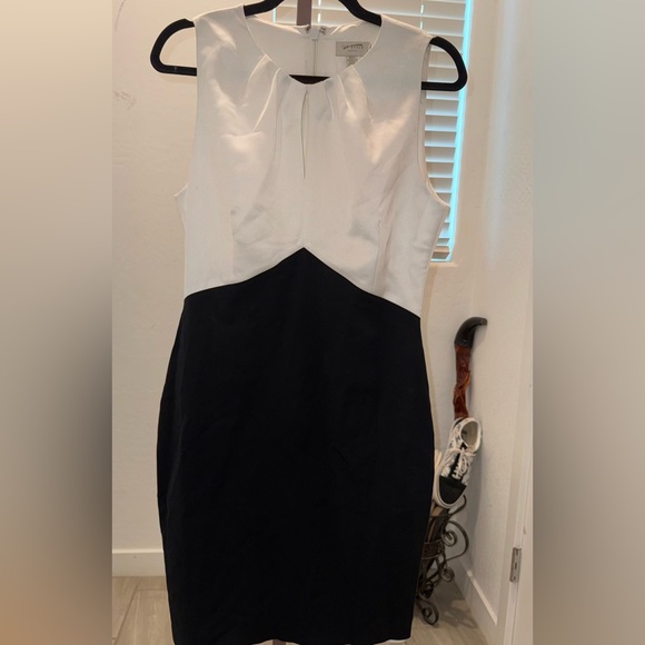 Ted Baker Midi Dress Size 3 Small Twisted Neck Colorblock Pencil Party Cocktail - Picture 1 of 3